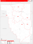 Reynolds County, MO Digital Map Red Line Style