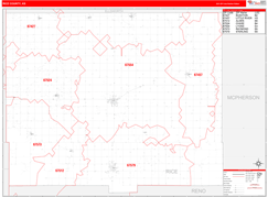 Rice County, KS Digital Map Red Line Style
