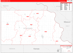 Richardson County, NE Digital Map Red Line Style
