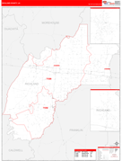 Richland Parish (County), LA Digital Map Red Line Style