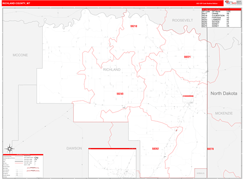 Richland County, MT Digital Map Red Line Style