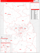 Richland County, OH Digital Map Red Line Style