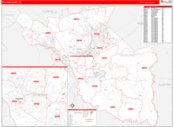 Richland County, SC Digital Map Red Line Style