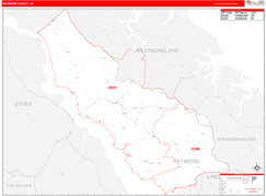 Richmond County, VA Digital Map Red Line Style