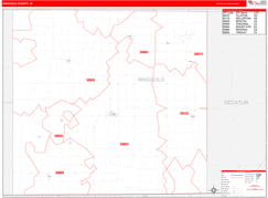 Ringgold County, IA Digital Map Red Line Style