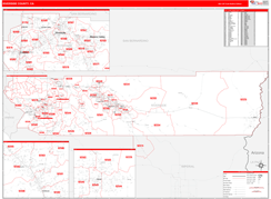 Riverside County, CA Digital Map Red Line Style