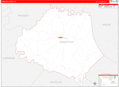 Robertson County, KY Digital Map Red Line Style