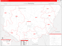 Robertson County, TN Digital Map Red Line Style