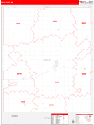 Rock County, MN Digital Map Red Line Style