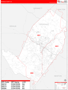 Rockdale County, GA Digital Map Red Line Style