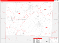 Rockingham County, NC Digital Map Red Line Style