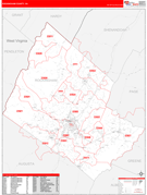 Rockingham County, VA Digital Map Red Line Style