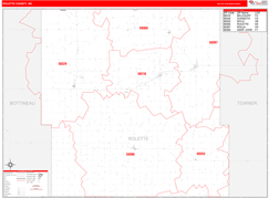 Rolette County, ND Digital Map Red Line Style