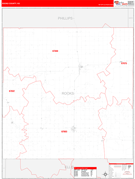 Rooks County, KS Digital Map Red Line Style