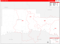 Roosevelt County, MT Digital Map Red Line Style