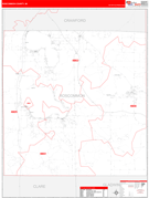 Roscommon County, MI Digital Map Red Line Style