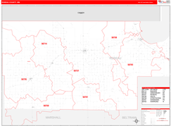 Roseau County, MN Digital Map Red Line Style