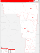 Rosebud County, MT Digital Map Red Line Style