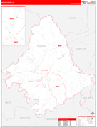 Rowan County, KY Digital Map Red Line Style