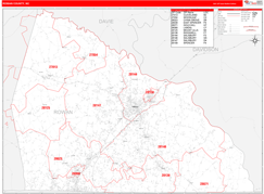 Rowan County, NC Digital Map Red Line Style