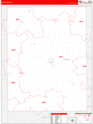 Rush County, IN Digital Map Red Line Style
