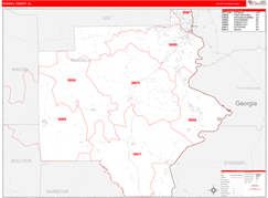 Russell County, AL Digital Map Red Line Style