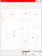 Russell County, KS Digital Map Red Line Style