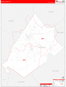 Russell County, KY Digital Map Red Line Style