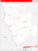 Sabine Parish (County), LA Digital Map Red Line Style