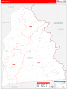 Sabine County, TX Digital Map Red Line Style