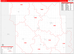 Sac County, IA Digital Map Red Line Style