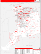 Sacramento County, CA Digital Map Red Line Style