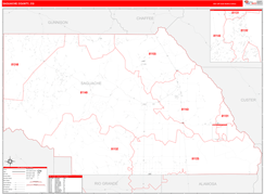 Saguache County, CO Digital Map Red Line Style