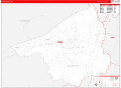 Salem County, VA Digital Map Red Line Style