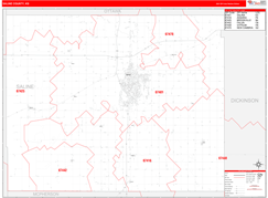 Saline County, KS Digital Map Red Line Style
