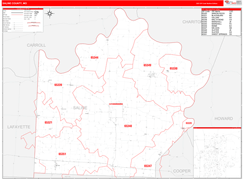Saline County, MO Digital Map Red Line Style