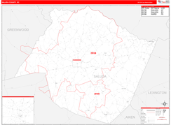 Saluda County, SC Digital Map Red Line Style