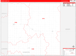 Sanborn County, SD Digital Map Red Line Style