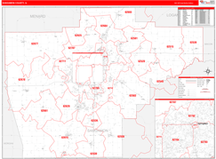 Sangamon County, IL Digital Map Red Line Style
