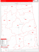 Sanilac County, MI Digital Map Red Line Style