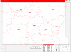 Sargent County, ND Digital Map Red Line Style