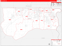 Sarpy County, NE Digital Map Red Line Style