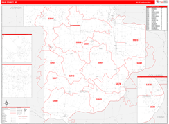 Sauk County, WI Digital Map Red Line Style