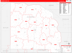 Saunders County, NE Digital Map Red Line Style