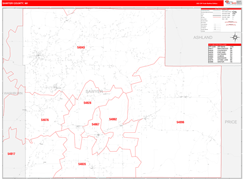 Sawyer County, WI Digital Map Red Line Style