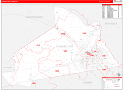Schenectady County, NY Digital Map Red Line Style