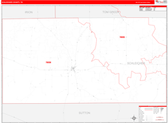 Schleicher County, TX Digital Map Red Line Style