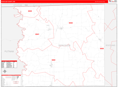 Schuyler County, MO Digital Map Red Line Style