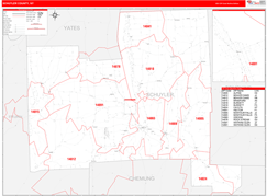 Schuyler County, NY Digital Map Red Line Style