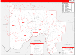 Scioto County, OH Digital Map Red Line Style